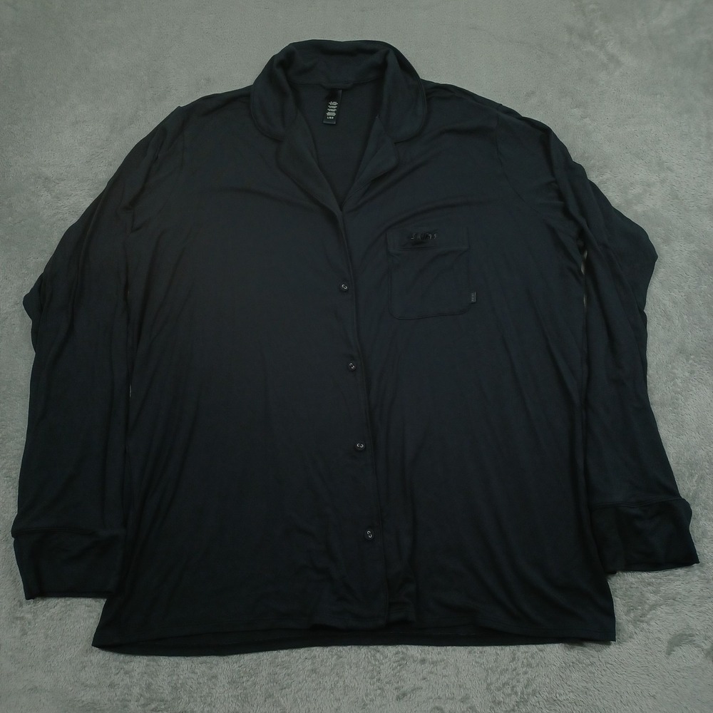 Skims Top Womens Large BLack Button Up Long Sleeve Modal Stretch